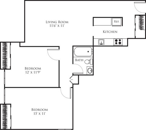 Two bedroom floor plan image